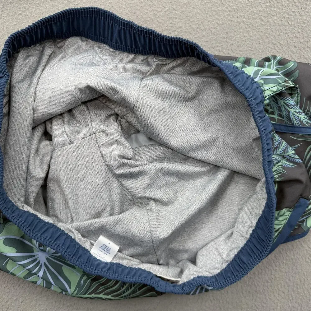 Fair Harbor Shorts‎ Mens XL Green Tropical Swim Trunks Lined Zipper Pocket Beach